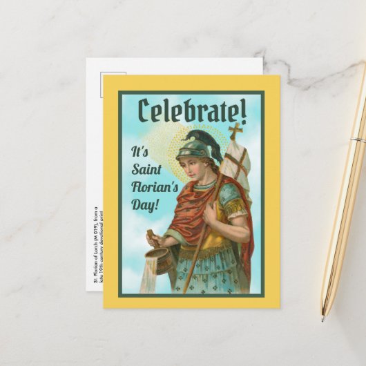 St. Florian met Bucket (Clear Skies; M 019) Briefkaart (Voorkant / Achterkant in situ)