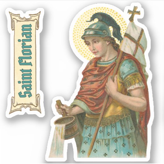St. Florian met Bucket (M 019) Sticker (Voorkant)
