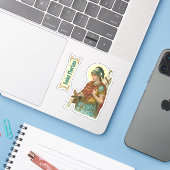 St. Florian met Bucket (M 019) Sticker (Laptop met iPhone)