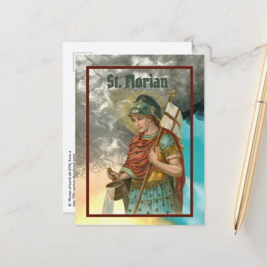 St. Florian met Bucket (Rook; M 019) Briefkaart (Voorkant / Achterkant in situ)