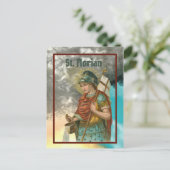 St. Florian met Bucket (Rook; M 019) Briefkaart (Staand voorkant)