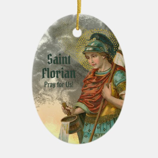 St. Florian met Bucket (Rook; M 019) Keramisch Ornament (Voorkant)