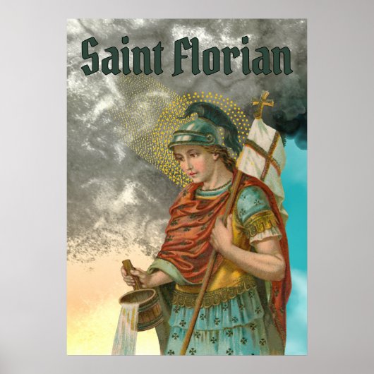 St. Florian met Bucket (Rook; M 019) Poster (Voorkant)