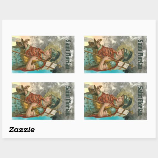 St. Florian met Bucket (Rook; M 019) Rechthoekige Sticker (Vel)