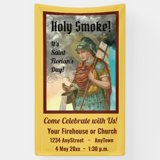 St. Florian met Bucket (Rook; M 019) Spandoek (Verticaal)