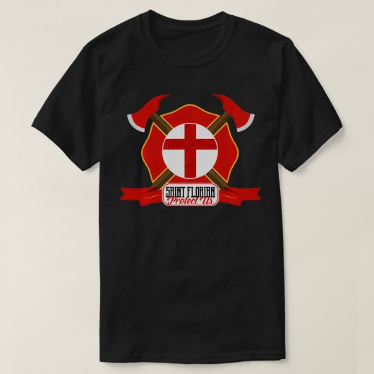 St Florian Patron Saint of Firefighters Shield Cat T-shirt (Design voorkant)