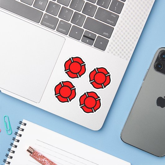 St. Florian's Cross 4-UP Sticker (Laptop met iPhone)