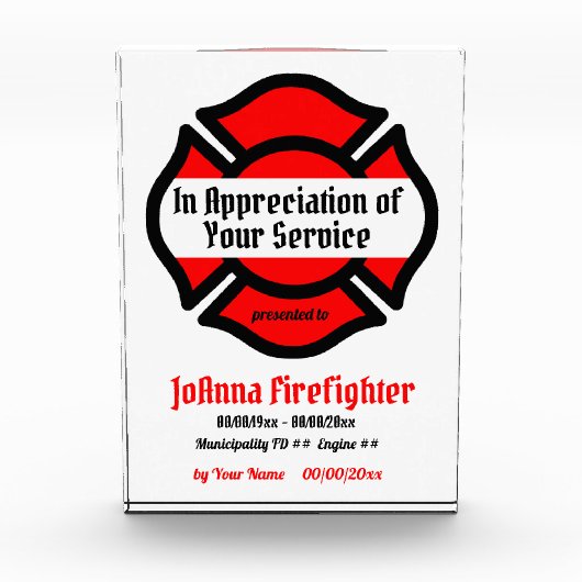 St. Florian's Cross Service Recognition Fotoblokken (Voorkant)