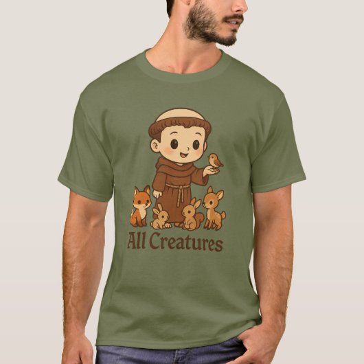 St Francis Alle Creaturen T-Shirt (Voorkant)