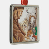 St. Francis & Animals, pet, pin, sleutelhanger, hu Metalen Ornament (Rechts)