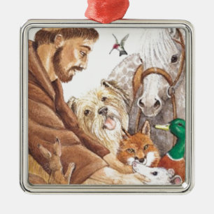 St. Francis & Animals, pet, pin, sleutelhanger, hu Metalen Ornament