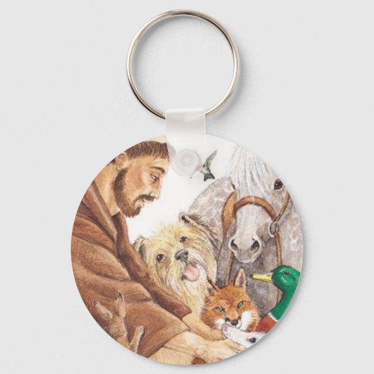 St. Francis & Animals, pet, pin, sleutelhanger, hu Sleutelhanger (Voorkant)