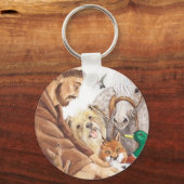St. Francis & Animals, pet, pin, sleutelhanger, hu Sleutelhanger (Voorkant)