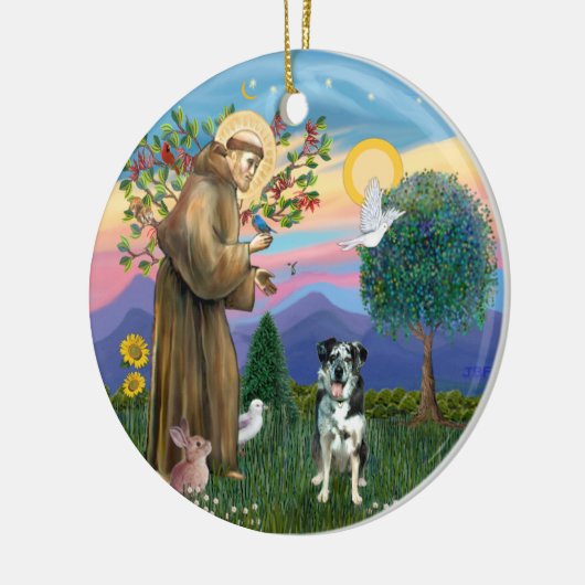 St Francis - Catahoula Leopard Dog Keramisch Ornament (Links)