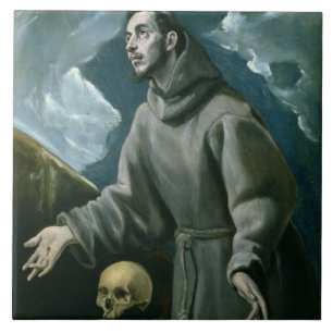 St. Francis die de Stigmata ontvangt (olie op doek Tegeltje
