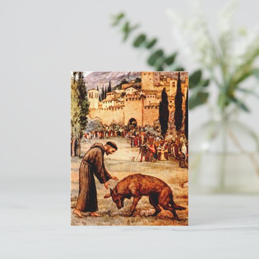 St Francis en de Wolf Briefkaart (Staand voorkant)