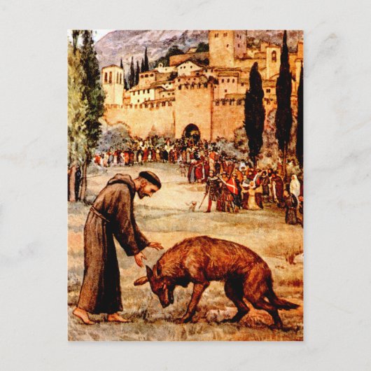 St Francis en de Wolf Briefkaart (Voorkant)