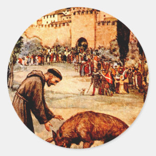 St Francis en de Wolf Ronde Sticker