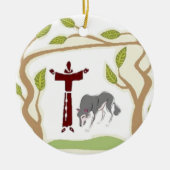 St. Francis en het Wolf stropdas, cadeaudoos, kett Keramisch Ornament (Voorkant)