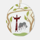 St. Francis en het Wolf stropdas, cadeaudoos, kett Keramisch Ornament (Links)