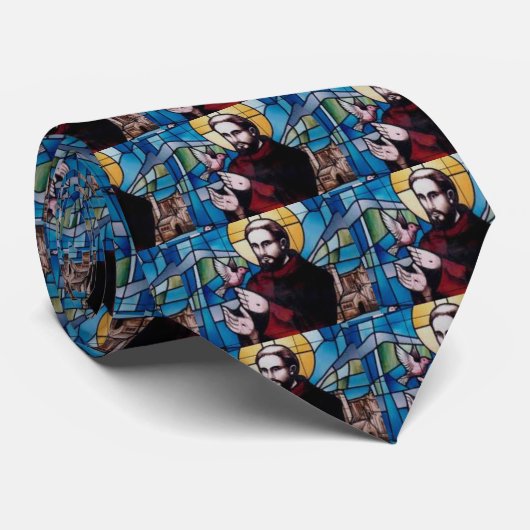 St Francis Glas in lood Afbeelding met Dove Stropdas (Opgerold)