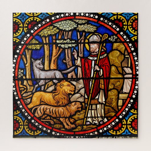 St. Francis Glas in lood Window Jigzaag Puzzle Legpuzzel (Verticaal)