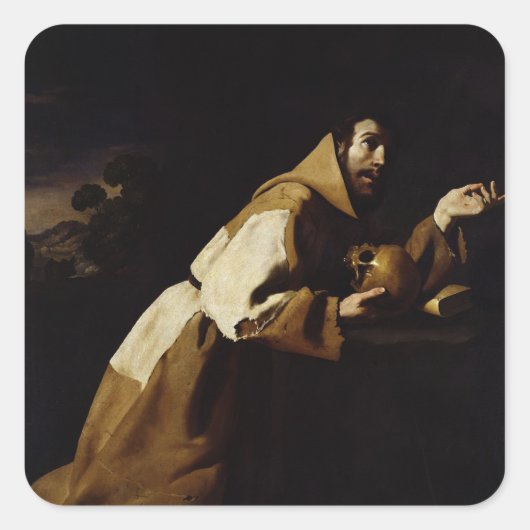 St. Francis in Meditation, 1639 Vierkante Sticker (Voorkant)