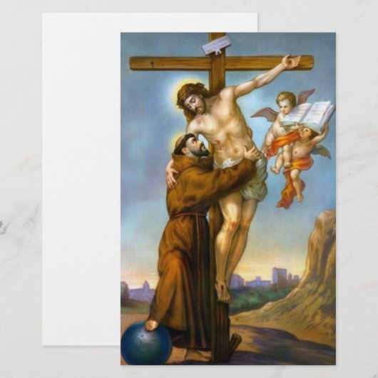 St. Francis Jesus Cross Angels World Briefpapier (Voorkant / Achterkant)