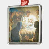 St Francis met Baby Jesus kerstcadeau nativiteit Metalen Ornament (Links)