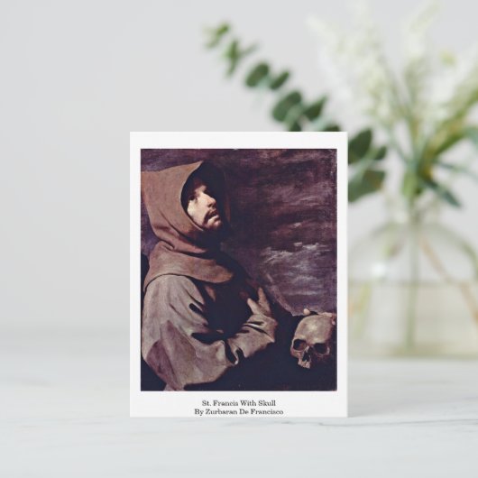 St. Francis met schedel door Zurbaran de Francisco Briefkaart (Staand voorkant)