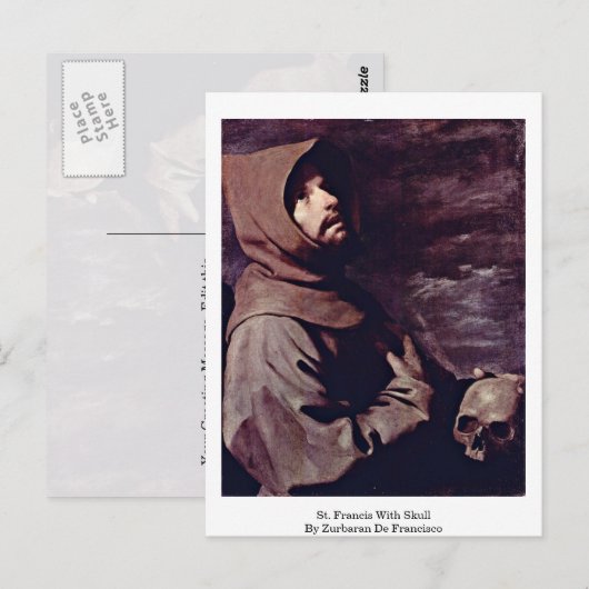 St. Francis met schedel door Zurbaran de Francisco Briefkaart (Voorkant / Achterkant)