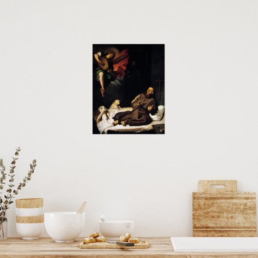 St Francis of Assisi Angel Visitation Poster (Keuken)