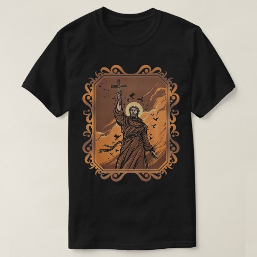 St Francis of Assisi Art Patron Saint of Animals C T-shirt (Design voorkant)