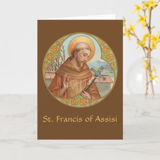 St. Francis of Assisi (BK 002) Blanco groet Kaart (Gele Bloem)