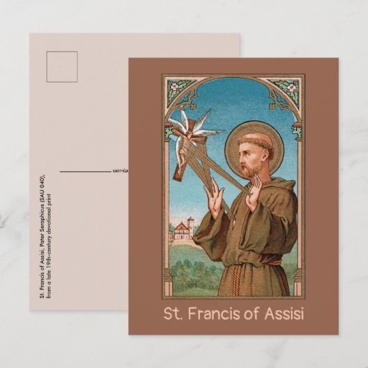 St. Francis of Assisi, Pater Seraphicus (SAU 040) Briefkaart (Voorkant / Achterkant)