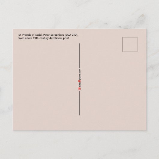 St. Francis of Assisi, Pater Seraphicus (SAU 040) Briefkaart (Achterkant)