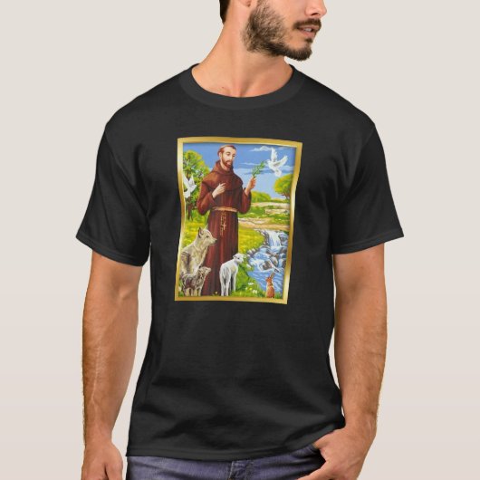 St Francis of Assisi Patron Saint of Animals Catho T-shirt (Voorkant)