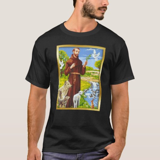 St Francis of Assisi Patron Saint of Animals Catho T-shirt (Voorkant)