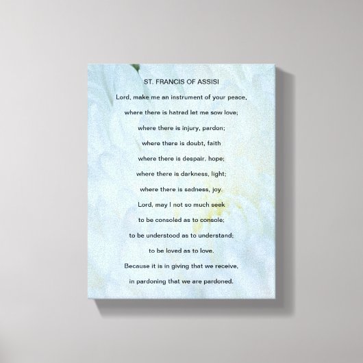 St Francis of Assisi Prayer Canvas Afdruk (Voorkant)