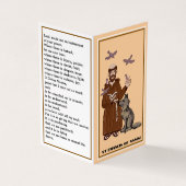 St Francis of Assisi prayer card Visitekaartje (Buitenkant)