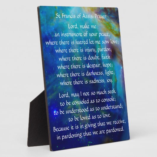 St Francis of Assisi Prayer Fotoplaat (Zijkant)
