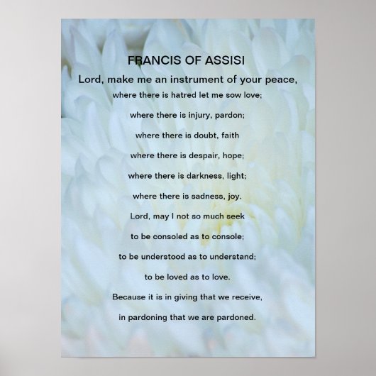 St Francis of Assisi prayer Poster (Voorkant)