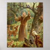 St Francis of Assisi preaching to animals Poster (Voorkant)