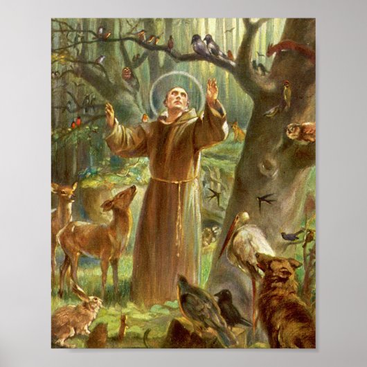 St Francis of Assisi preaching to animals Poster (Voorkant)