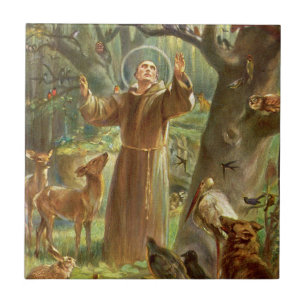 St Francis of Assisi preaching to animals Tegeltje