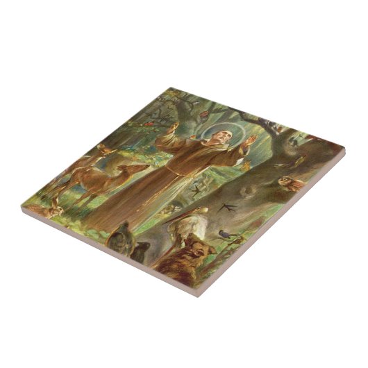 St Francis of Assisi preaching to animals Tegeltje (Zijkant)