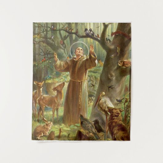 St Francis of Assisi preaching to animals Wandkleed (Voorkant)