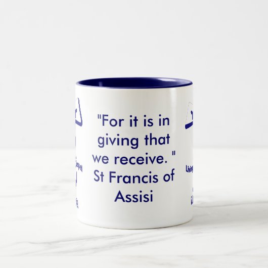 St Francis of Assisi Quote Tweekleurige Koffiemok (Center)