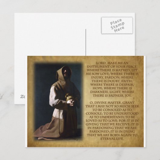 St Francis of Assisi's gebed Briefkaart (Voorkant / Achterkant)