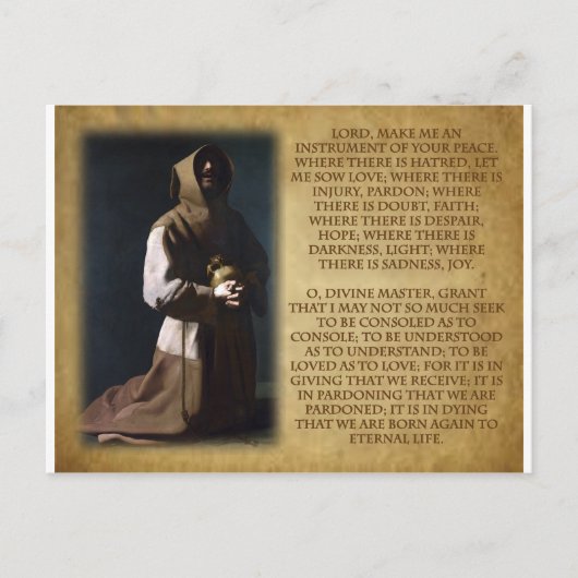 St Francis of Assisi's gebed Briefkaart (Voorkant)